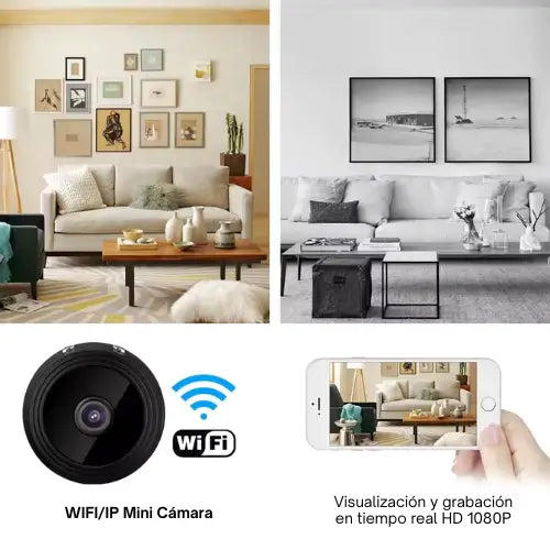 Minicámara de Seguridad WiFi 360° con Visión Nocturna – Protege tu Hogar desde tu Celular