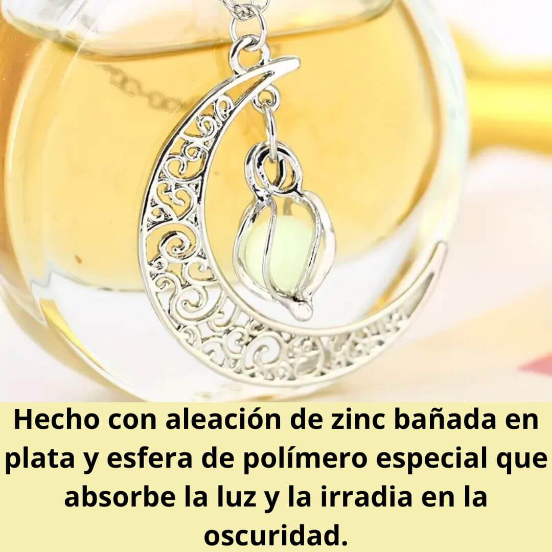 Collar de piedra lunar iluminada Collar Luna Creciente