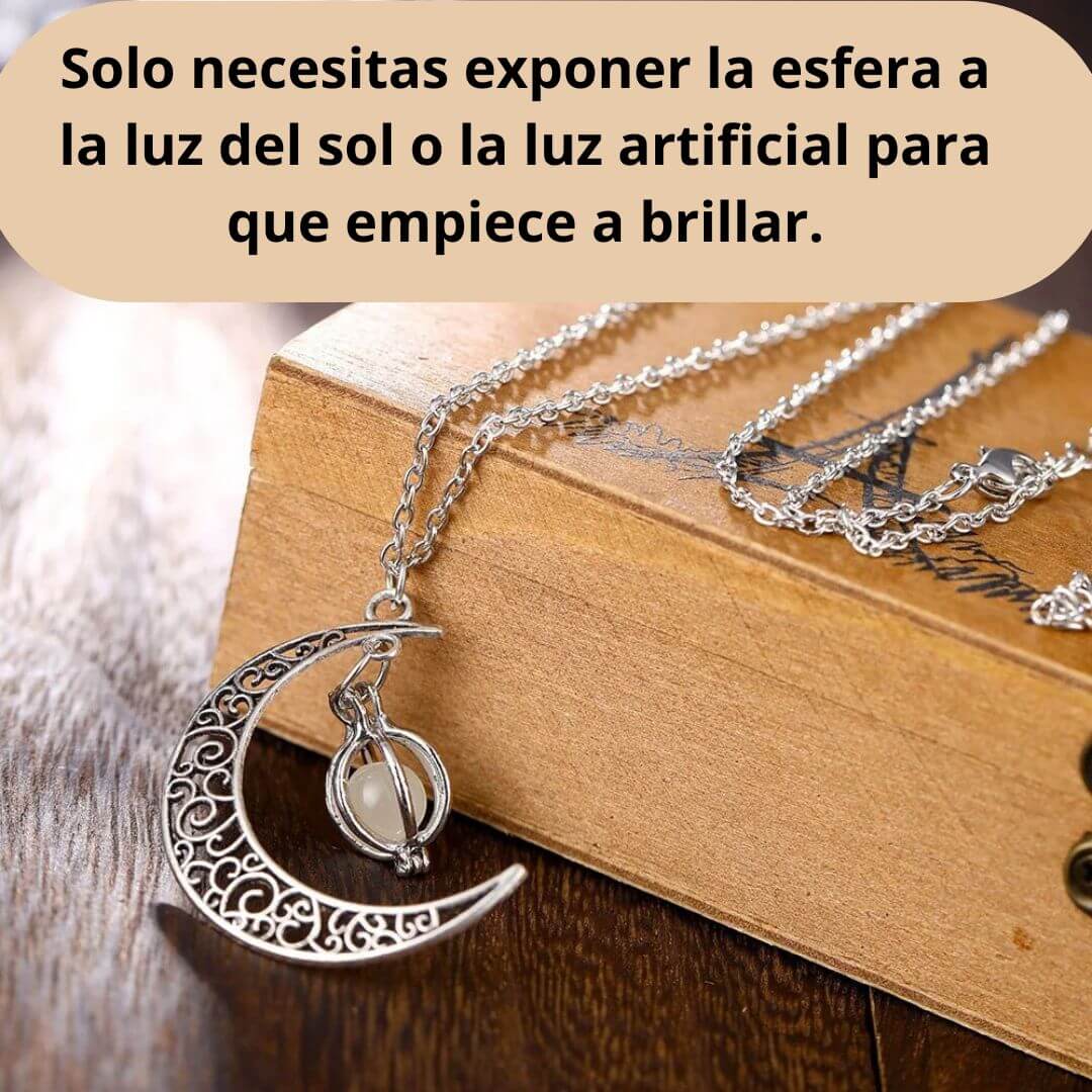 Collar de piedra lunar iluminada Collar Luna Creciente
