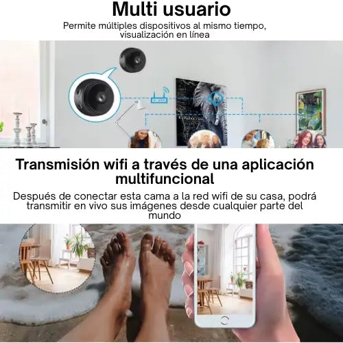 Minicámara de Seguridad WiFi 360° con Visión Nocturna – Protege tu Hogar desde tu Celular