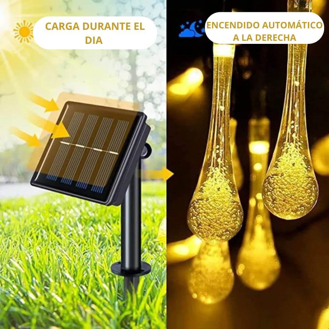 Gotas de Luz Guirnalda Solar Hada Gotas 7 Metros
