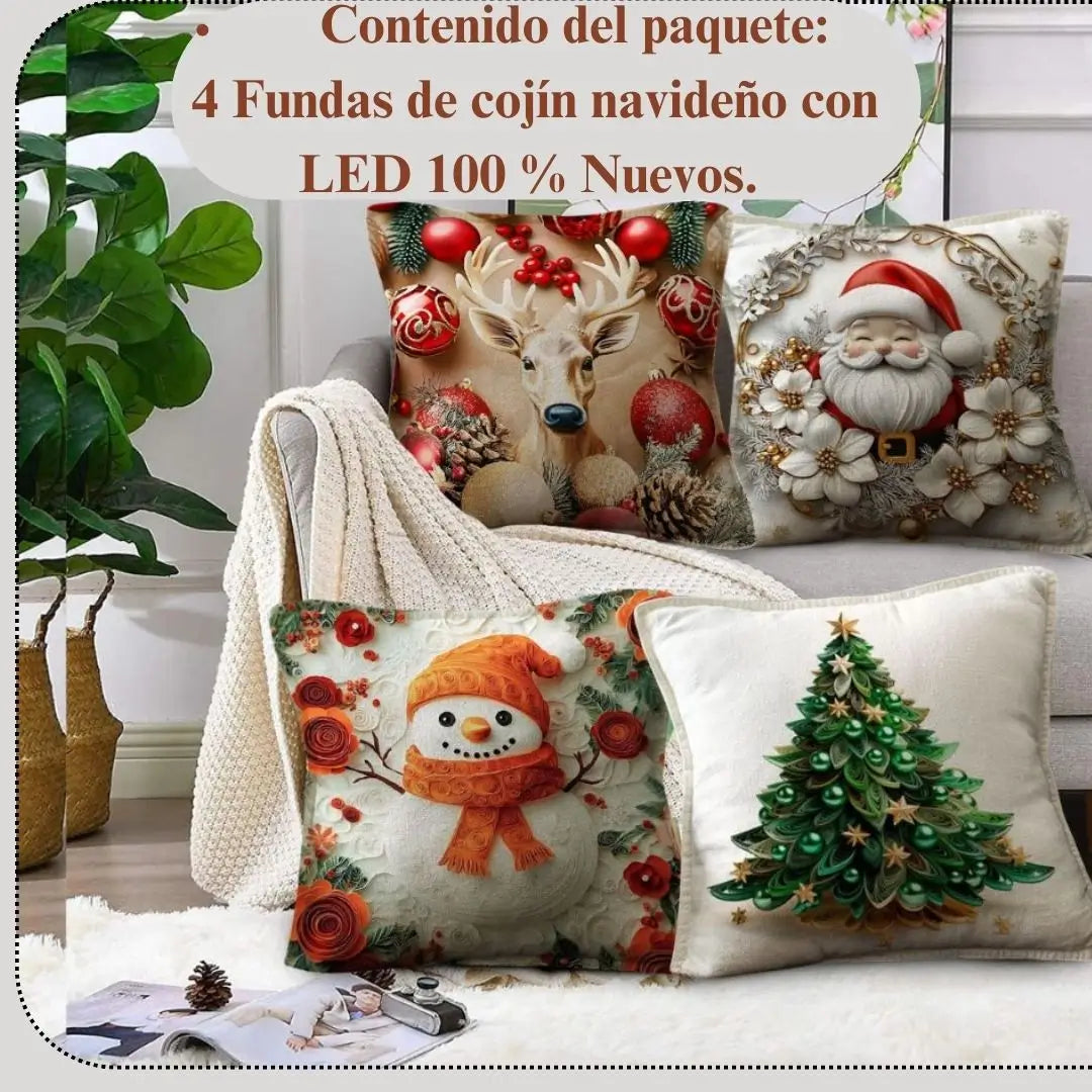 SET DE 4 FUNDAS CON LUZ LED.