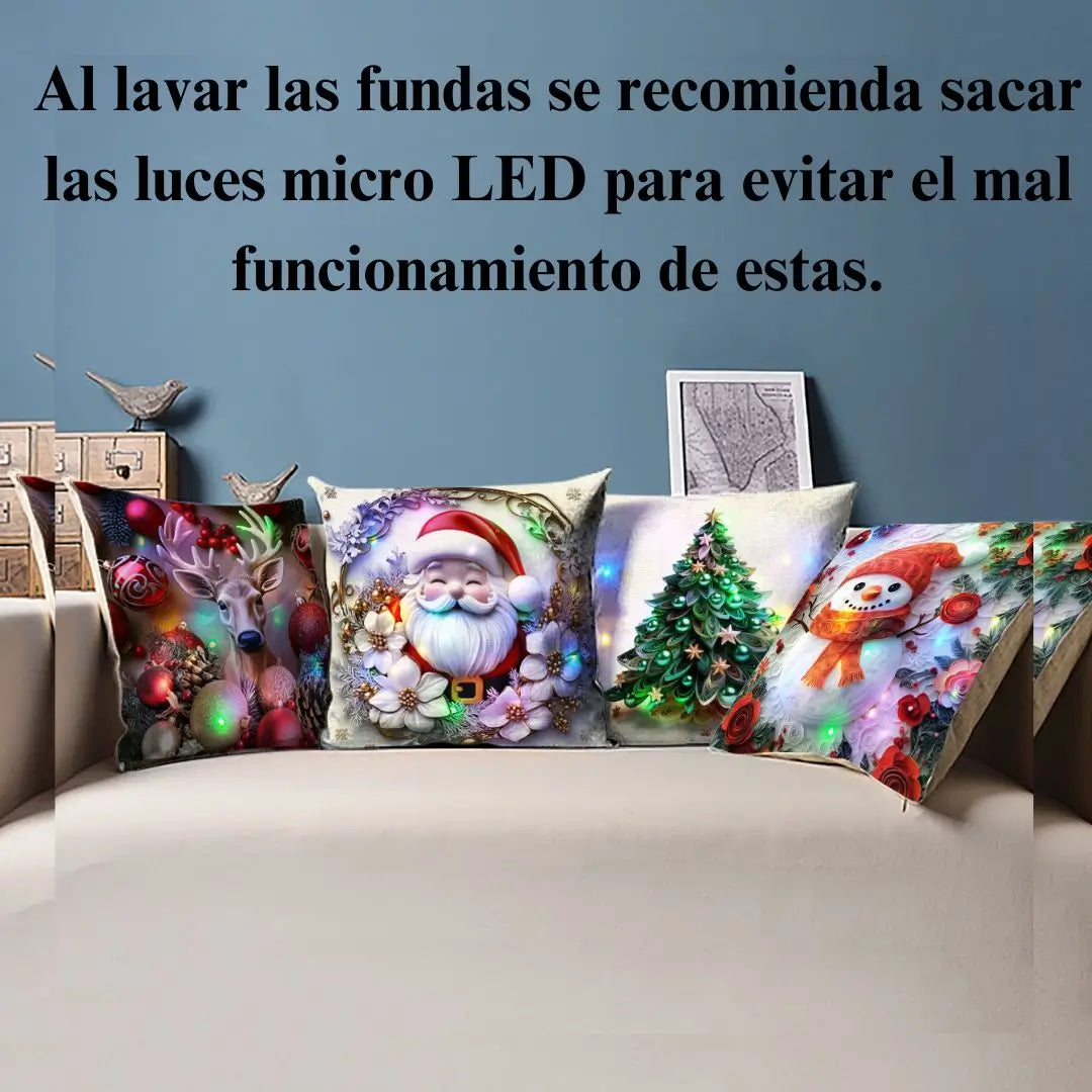 SET DE 4 FUNDAS CON LUZ LED.