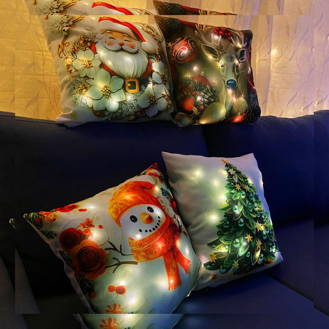 SET DE 4 FUNDAS CON LUZ LED.