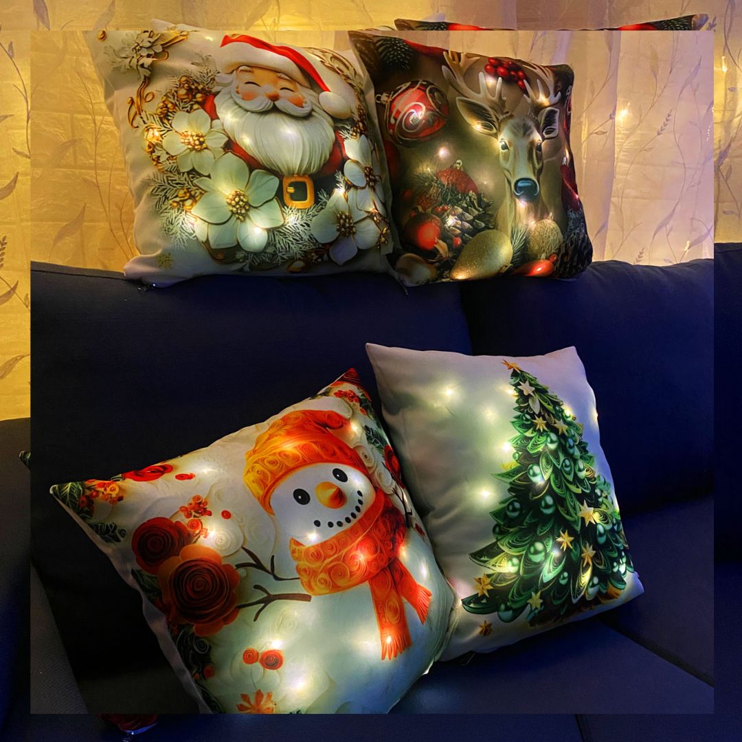 SET DE 4 FUNDAS CON LUZ LED.
