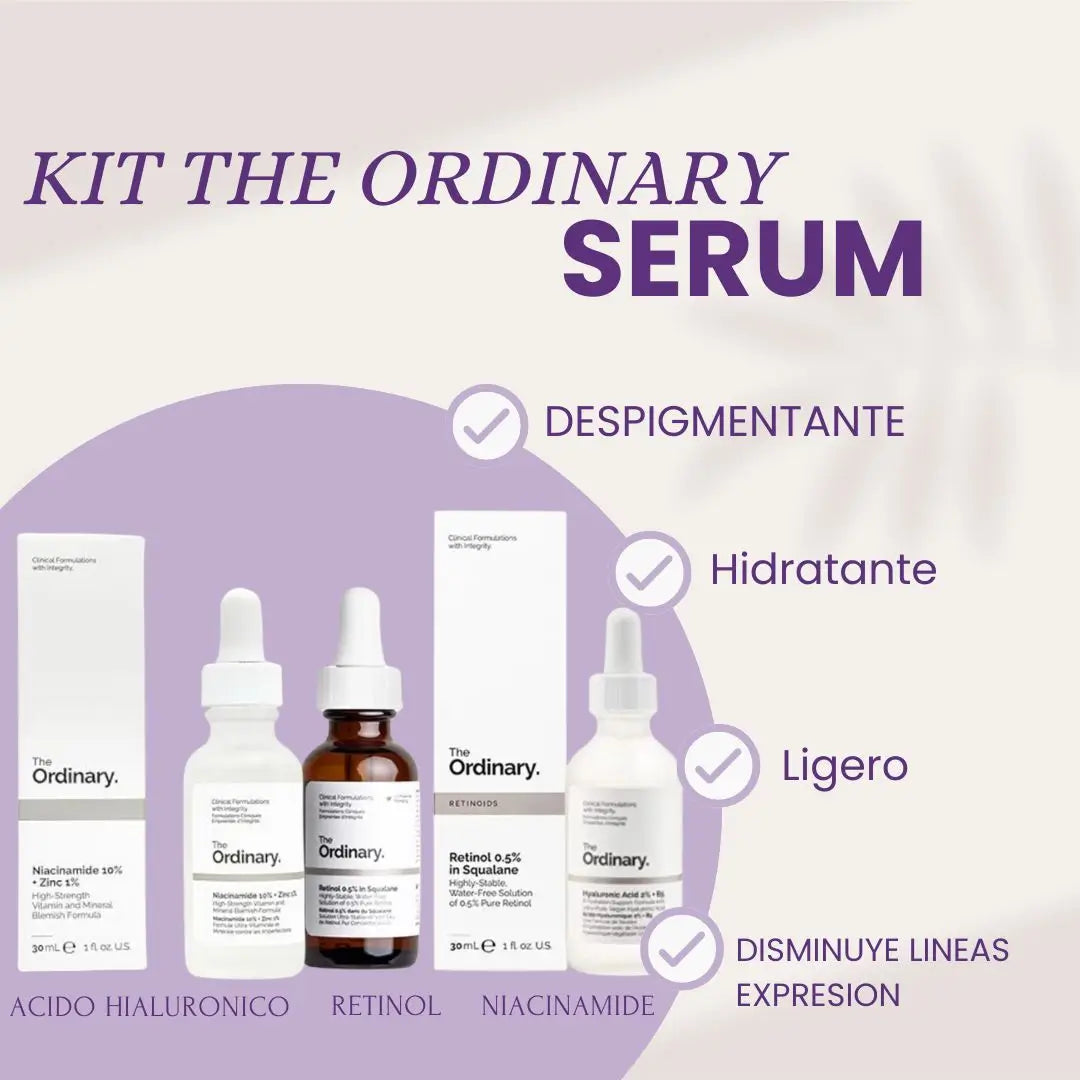 KIT NIACINAMIDA + RETINOL + ACIDO HIALURONICO THE ORDINARY