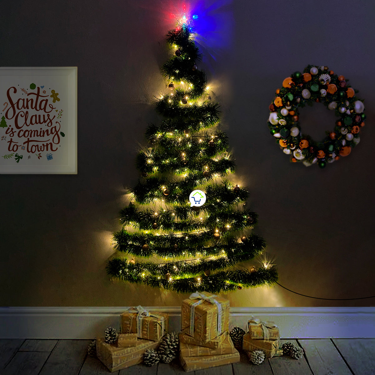 Rincón Mágico. Arbol Navidad De Pared Luces Agui001