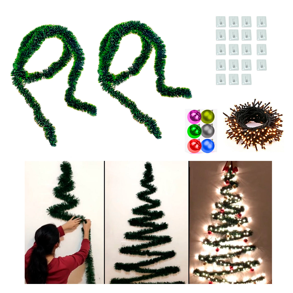 Rincón Mágico. Arbol Navidad De Pared Luces Agui001