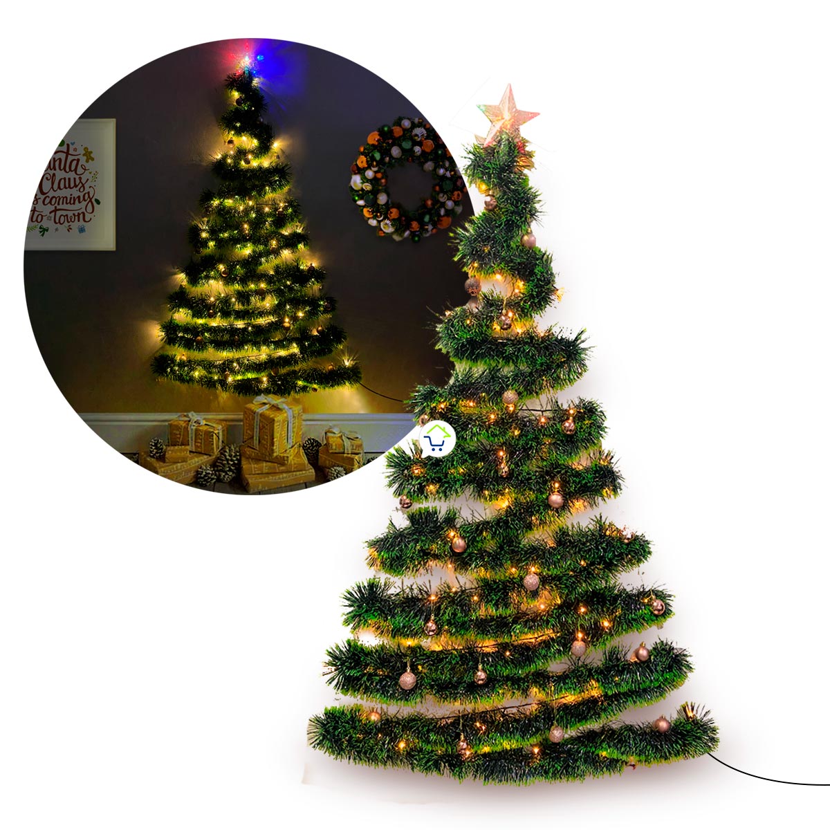 Rincón Mágico. Arbol Navidad De Pared Luces Agui001