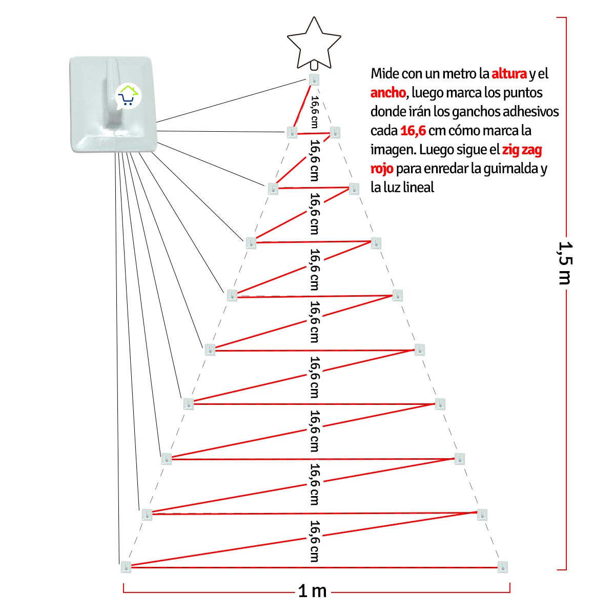 Rincón Mágico. Arbol Navidad De Pared Luces Agui001