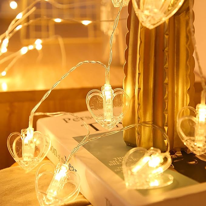 Ganchos luces led en forma de corazón. RECUERDOS BRILLANTES DE NAVIDAD..