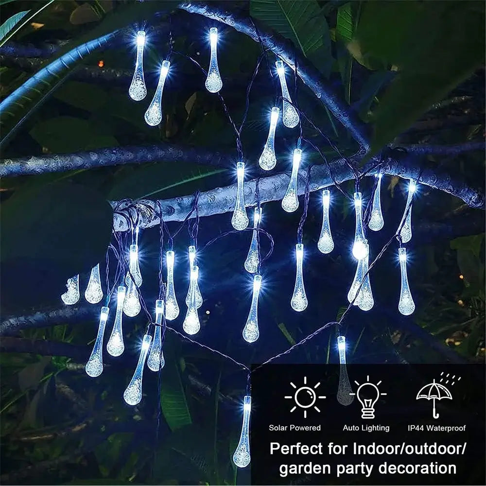 Gotas de Luz Guirnalda Solar Hada Gotas 7 Metros