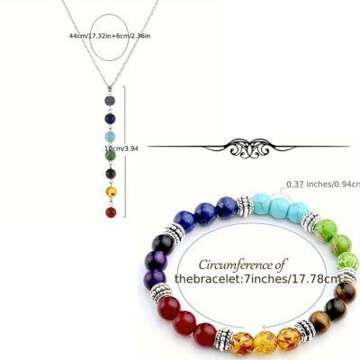 "Sintonía Cósmica" Collar Con Colgante De Cuentas De Gemas De 7 Chakras, Pulsera Gargantilla Maxi De Equilibrio De Yoga Para Mujer.