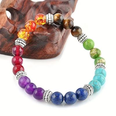 "Sintonía Cósmica" Collar Con Colgante De Cuentas De Gemas De 7 Chakras, Pulsera Gargantilla Maxi De Equilibrio De Yoga Para Mujer.