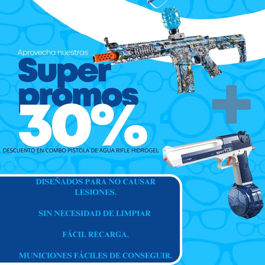 COMBO PISTOLA DE AGUA ELÉCTRICA RIFLE HIDROGEL