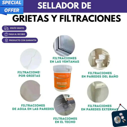 ALIFIX ULTRA COMBO SELLADOR IMPERMEABLE DE GRIETAS Y GOTERAS  + BROCHA Y  CINTA ADHESIVA DE ALUMINIO 5 CM X 1 M DE REGALO