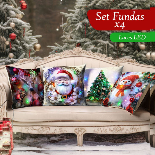 SET DE 4 FUNDAS CON LUZ LED.