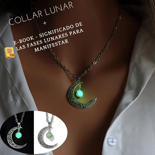 Collar de piedra lunar iluminada Collar Luna Creciente
