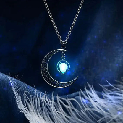 Collar de piedra lunar iluminada Collar Luna Creciente
