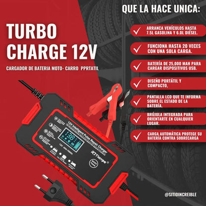 Cargador Bateria Carro Moto TurboCharge  12 v