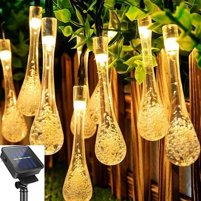 Gotas de Luz Guirnalda Solar Hada Gotas 7 Metros
