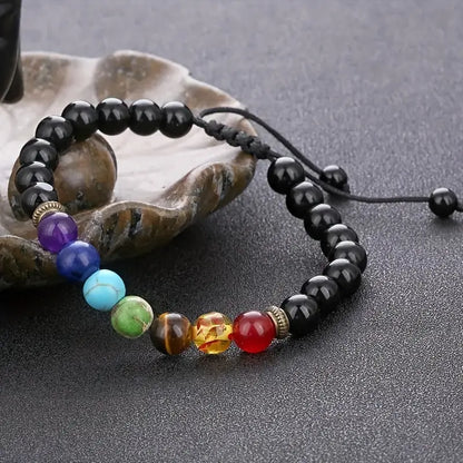 "Sintonía Cósmica" Collar Con Colgante De Cuentas De Gemas De 7 Chakras, Pulsera Gargantilla Maxi De Equilibrio De Yoga Para Mujer.